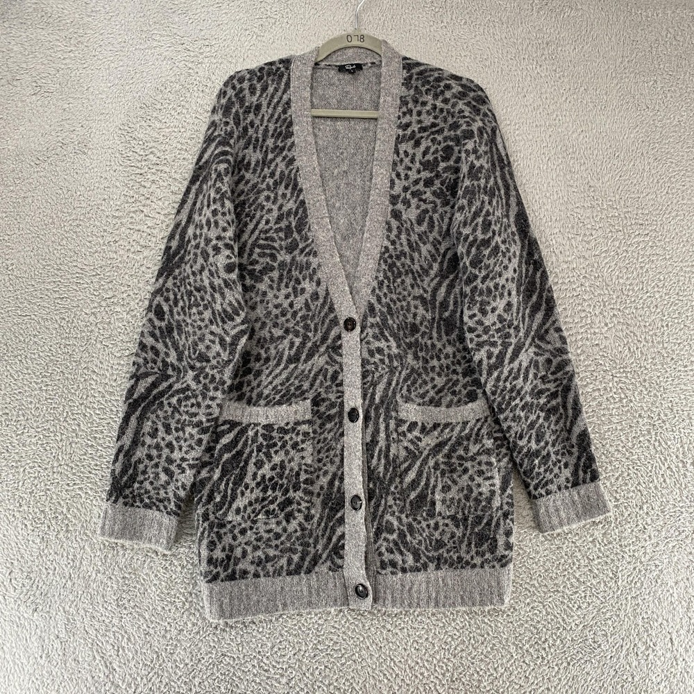 Rails Cardigan Sweater Womens Large Oslo Gray Animal Print Alpaca Wool Oversized